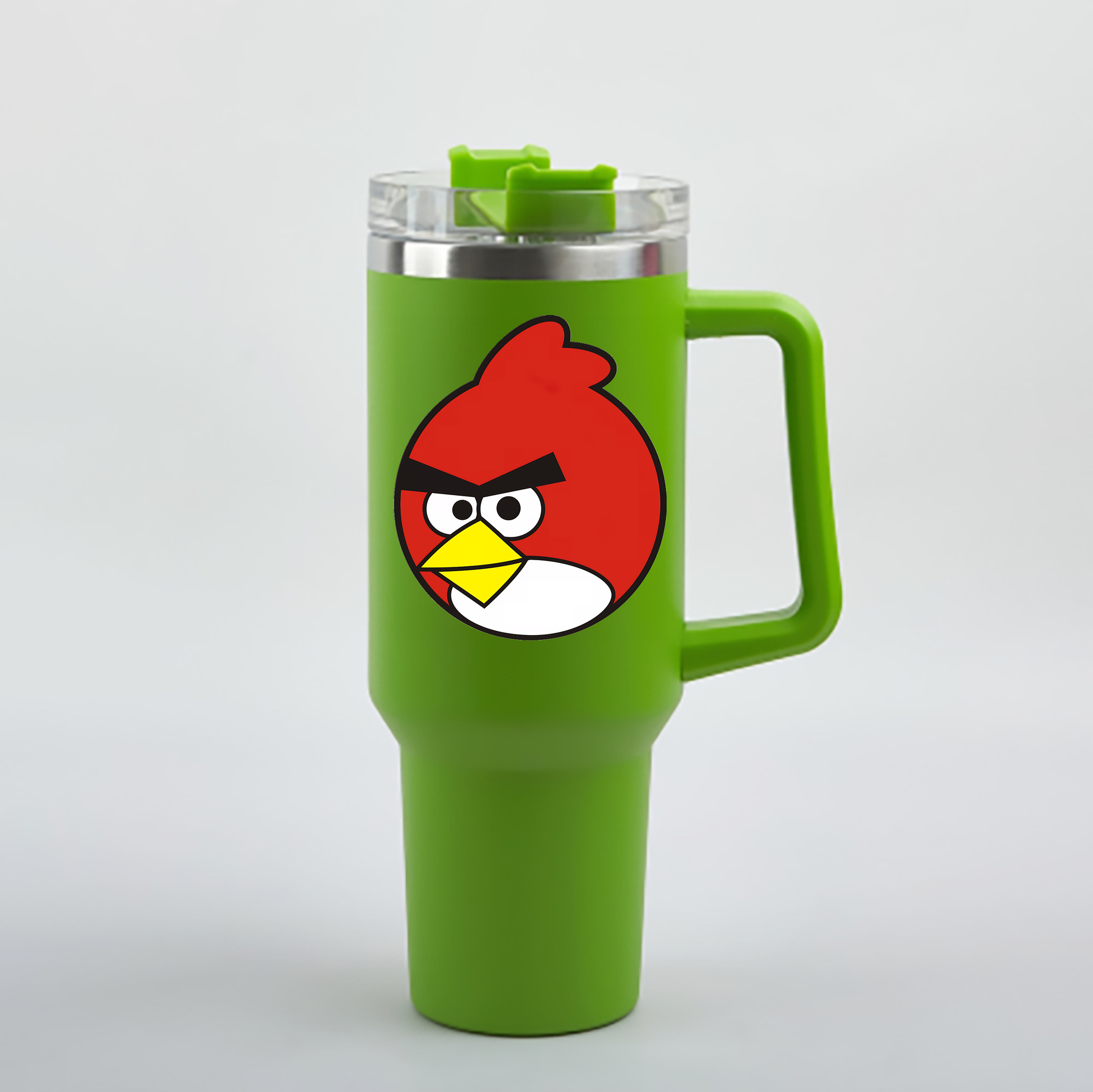 （画像用） Angry Birds アングリーバード 1200mL車用タンブラー - クリスタルステッカー（プラスチックストロー付き）